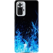 Xiaomi Redmi Note 10 Pro Kılıf Desenli Blue Fire 1678 Siyah