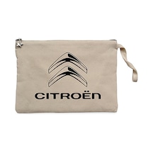 Citroen Logo Krem Clutch Astarlı Cüzdan / El Çantası Krem