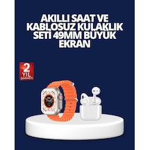 Akıllı Saat Aksesuarları Watch 9 Max Akıllı Saat Ve Kablosuz Kulaklık Seti 2 Kordonlu Sesli Görüşme Özellikli