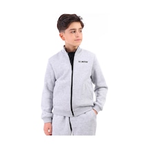 Toontoy Erkek Çocuk Nakışlı Hırka Gri Melanj