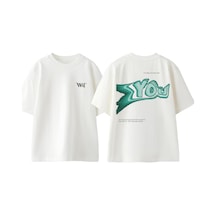 Thewert I Ve Been Waıtıng For You Tasarım Sırt Baskılı Pamuk Beyaz Oversize T-shirt