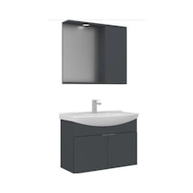 Orka Banyo Dolabı Purus 65 Cm Asma Banyo Dolabı Takımı Antrasit Spot Aynalı Antrasit
