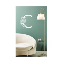 Ahşap Çiçek Işlemeli C Harfi Duvar Dekoru 30 Cm Mdf Tablo