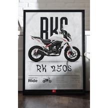 Rks Rk 250s Siyah Ahşap Çerçeveli Poster, Dekoratif Motosiklet Duvar Tablosu