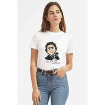 Sherlock Fun Baskılı Beyaz Kadın Tshirt