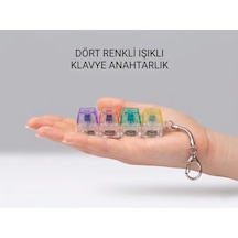 Dörtlü Mekanik Switch Deneyici Anahtarlık - Şeffaf Renkli Tuş Başlıklı Işıklı Aksesuar - Taşınabilir Mekanik Klavye Temalı Fidget Ve Stres Giderici