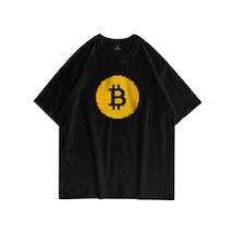 Startmore Unisex Pixel Bitcoin Beyaz Tshirt Siyah