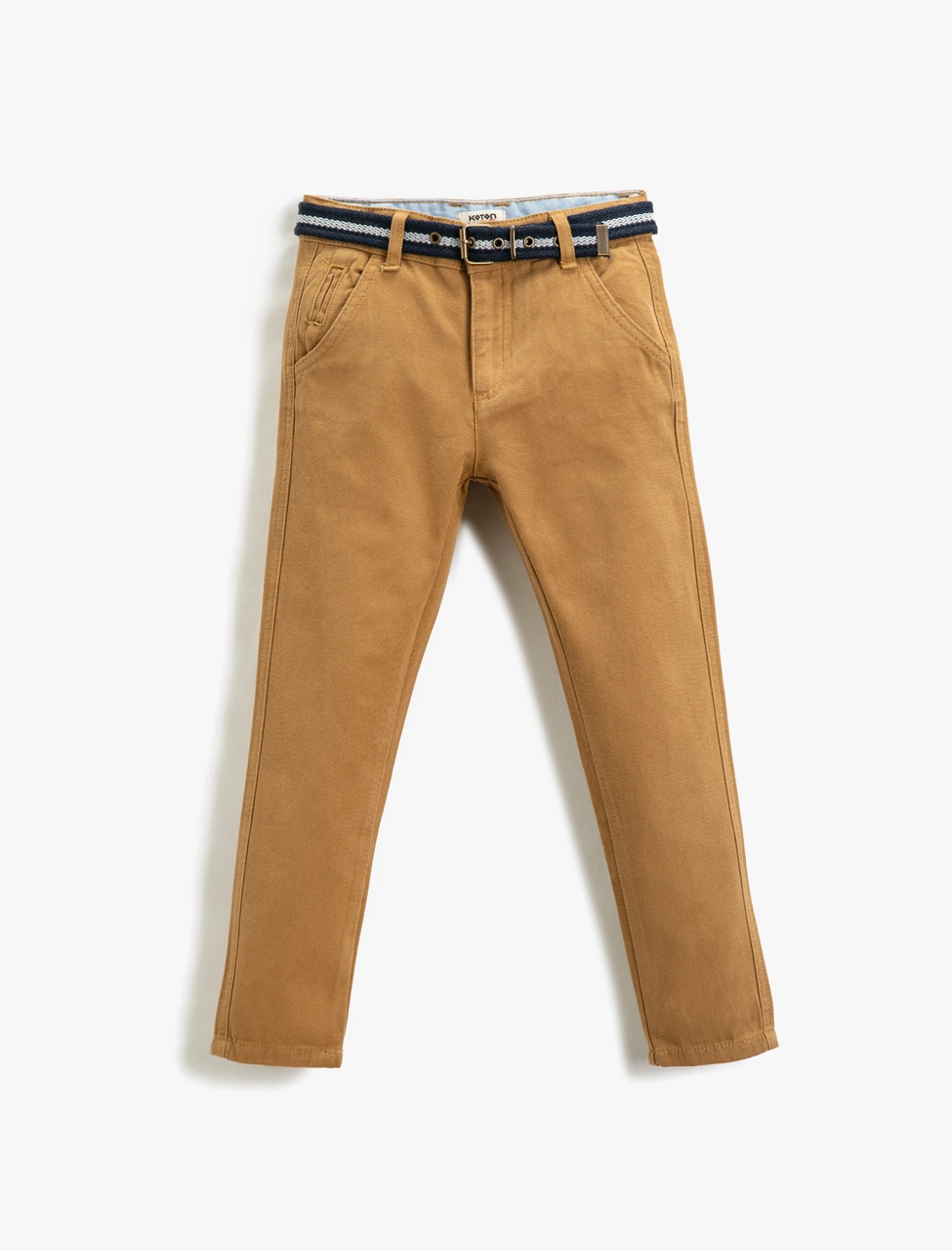 Koton Kumaş Pantolon Slim Fit Kemerli Cepli Beli Ayarlanabilir Lastikli Beli Ayarlanabilir Lastikli Deve Tüyü 3skb40009tw Taba