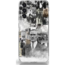 Samsung Galaxy S21 Fe Uyumlu Mustafa Kemal Atatürk Kolaj Baskılı Silikon Kılıf Renkli