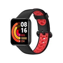 Newface Xiaomi Redmi Watch 2 Spor Delikli Kordon - Siyah-kırmızı