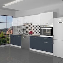 Decoraktiv Elite 280y Ankastre Boy Dolaplı Mdf Hazır Mutfak Dolabı - Tezgah Dahil - Antrasit - Beyaz
