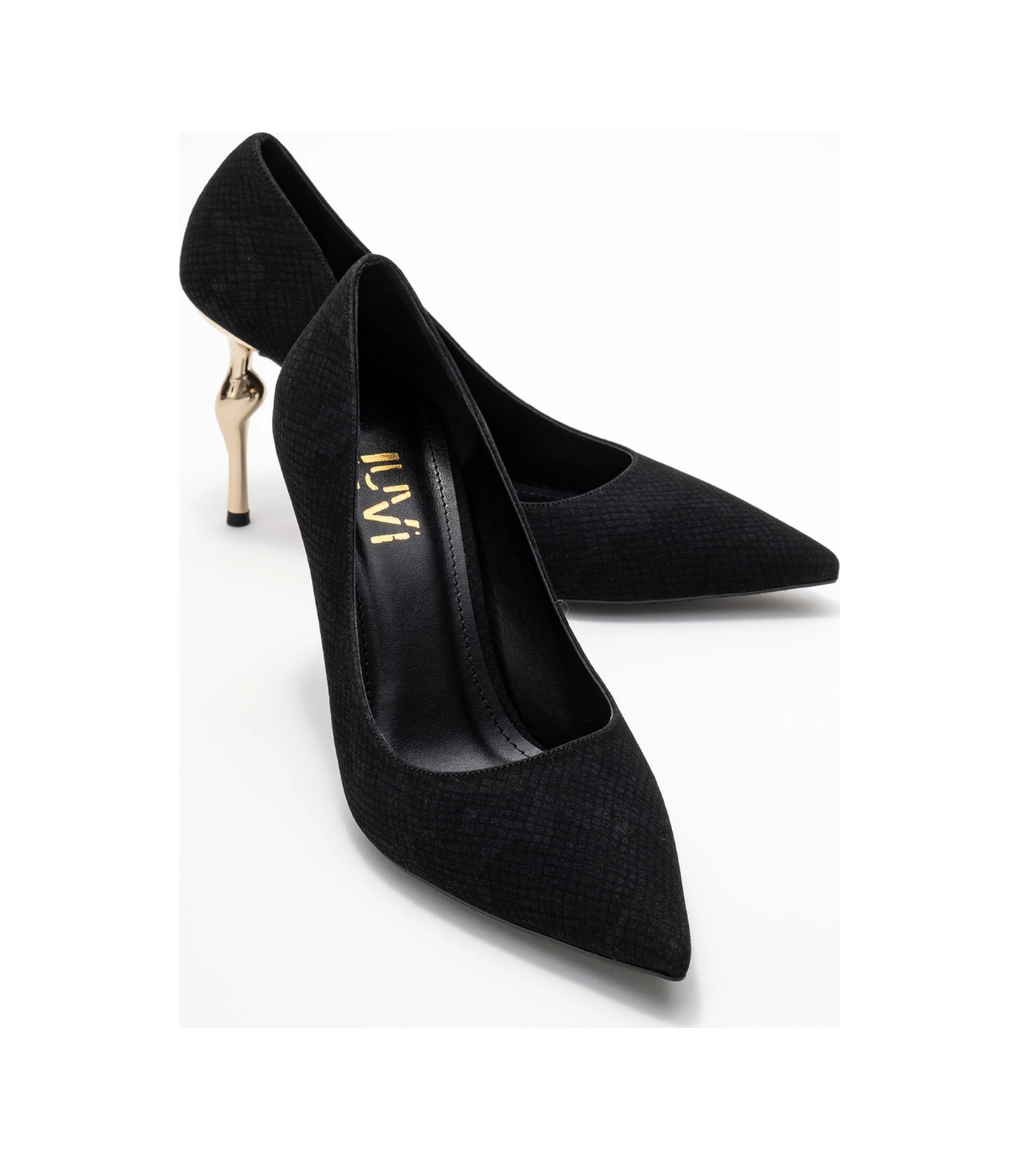 Hudson Siyah Desenli Kadın Topuklu Ayakkabı Siyah