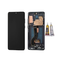 Te Samsung Uyumlu S20 Plus G985 Çıtalı Lcd Ekran Siyah + B7000