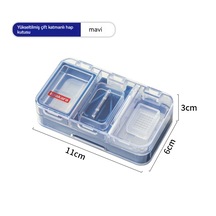 İlaç Kesici Saklama Kutusu Taşınabilir İlaç Kutusu-mavi