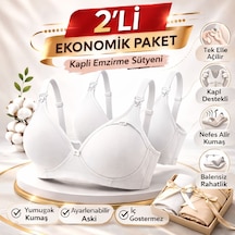 Kaplı Emzirme Sütyeni 2 Li Ekonomik Paket Balensiz & İç Göstermez