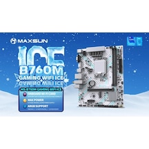 Maxsun Gamıng Wıfı Ice B760m 4400 Oc Hdmı M.2 Matx Beyaz Ddr4 1700pın Anakart