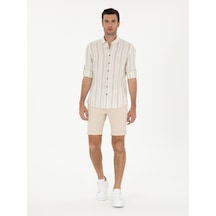 Cacharel Bej Regular Fit Beli Bağcıklı Şort
