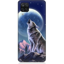 Samsung Galaxy A12 Uyumlu Kurt Ve Ay Desenli Silikon Kılıf
