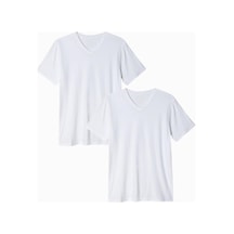 Kadın V Yaka Tshirt Spr24tsk40-2 Beyaz