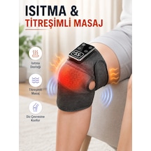 Dijital Ekranlı Isıtmalı Diz Masaj Aleti Ayarlanabilir Titreşimli Şarjlı Masaj Cihazı Siyah