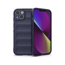 Apple Uyumlu iPhone 14 Kılıf Esnek Tpu Oyuklu Arka Yüzey Tasarımlı Tchs Etnik Silikon Kapak - Lacivert Lacivert