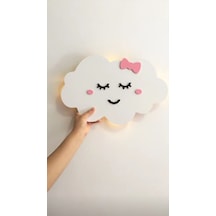 Led Işıklı Çocuk Odası Duvar Dekorasyon Gülen Bulut Kız Çocukları İçin