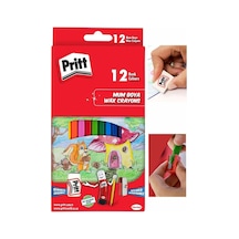 Mum Boya 12 Renk 1 Paket Karton Kutulu Pritt 12 Li Mum Boya Kalemi Silinebilir Zararsız Yıkanabilir Çok Renkli
