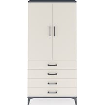 Arges Dolap 3 Raflı 4 Çekmeceli 2 Kapaklı 88x30x182 Antrasit-... Antrasit