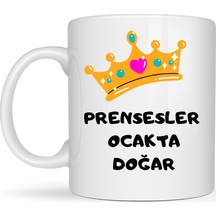 Prensesler Ocakta Doğar Yazılı Kupa Model 245 Taç Detaylı Doğum Ayı Temalı Seramik Kahve Kupası Diğer