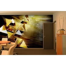 3 Boyutlu Geometrik Gold Renk Duvar Kağıdı