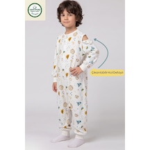 Cantoy Pazen Çıtçıtlı Çıkarılabilir Kollu Bebek Çocuk Uyku Tulumu %100 Pamuk Natural 1.0 Tog Mavi