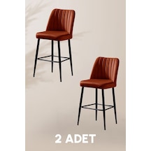 Ada Bar Sandalye - Babyface Turuncu - Metal Siyah Ayak 2 Adet Kiremit