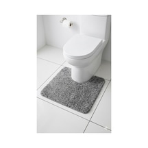 Buççin Online Mağaza Shaggy Oyuk Yaka Klozet Uyumlu 60x 50 Cm Oyuk Kaymaz Taban Yıkanabilir Banyo Paspası Polyester Gri Çok Renkli