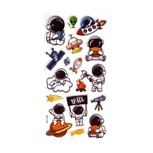 Sticker Kabartmalı Stiker Çıkartma Etiket Xhc026 -18x9 Cm- Sevimli Astronot Çok Renkli