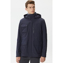 Lacoste Hooded Outdoor Men's Jacket Navy Erkek Çıkarılabilir Kapitone Yelekli Erkek Mont Lacivert