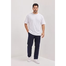 Ac&Co / Altınyıldız Classics Erkek Beyaz Pamuklu Nefes Alan Terletmez Oversize Fit Rahat Kesim Bisiklet Yaka Tişört