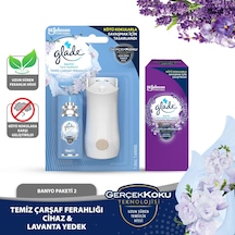 Glade Banyo Cihaz + Yedek Temiz Çarşaf Ferahlığı ve Yedek Lavanta Seti