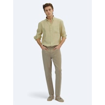 Vizon Dokuma Regular Fit Casual Pamuk Karışımlı Pantolon Vizon