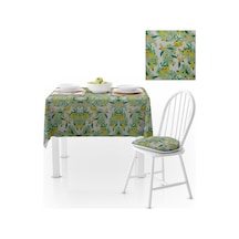Çiçek Desenli Sarı Yeşil Dijital Baskılı Petek Dokuma Masa Örtüsü 120x140