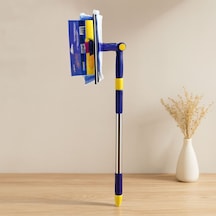 360 Başlıklı Uzayan Saplı 2'li Cam Sil Ve Mikrofiber Mop 24.5 Cm 85-133 Cm Çok Renkli