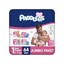 Paddlers Yenidoğan Bebek Bezi 1 Numara 2-5 Kg 64 Adet Jumbo Paket