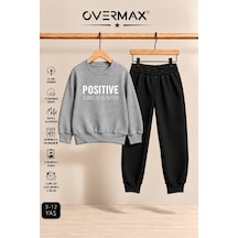 Overmax Positive Baskılı Çocuk Kapüşonsuz Sweatshirt Ve Eşofman Takımı 3-12 Yaş Gri Üst-siyah Alt - 921449094 Gri Üst-siyah Alt