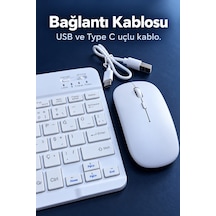 Beyaz Klavye Mouse Seti Usb Alıcılı Kablosuz Bağlantı Diğer