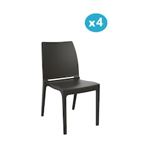 Omnipazar Sy-2506 Plastik Eve Bahçe Koltuk Sandalye 4'lü Set Kahverengi