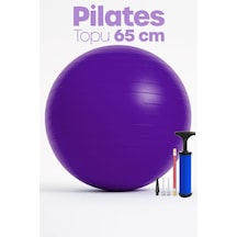 65 Cm Pilates Topu Ve Pompa Seti 155-170 Cm Boy İçin Uygun Dayanıklı Anti-slip Mor