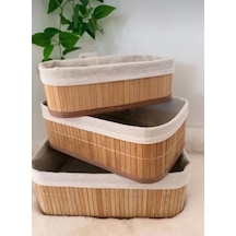 3&apos Lü Çok Amaçlı Bambu Organizer Seti, Çok Boyutlu Mutfak Banyo Ev Sepetleri, Büyük, Orta, Küçük Boy