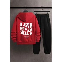 Uyguntarz Unisex Love Baskılı Eşofman Takımı Kırmızı