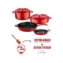 Lava Döküm Çeyiz Seti - Mutfakta Uzun Yıllar Güvenle Kullanım Kırmızı