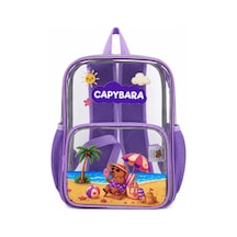 Capybara Lisanslı Şeffaf Çocuk Çantası - Hafif Ve Dayanıklı Şeffaf Sırt Lila