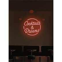 Coctails & Dreams Yazılı Neon Tabela Turuncu
